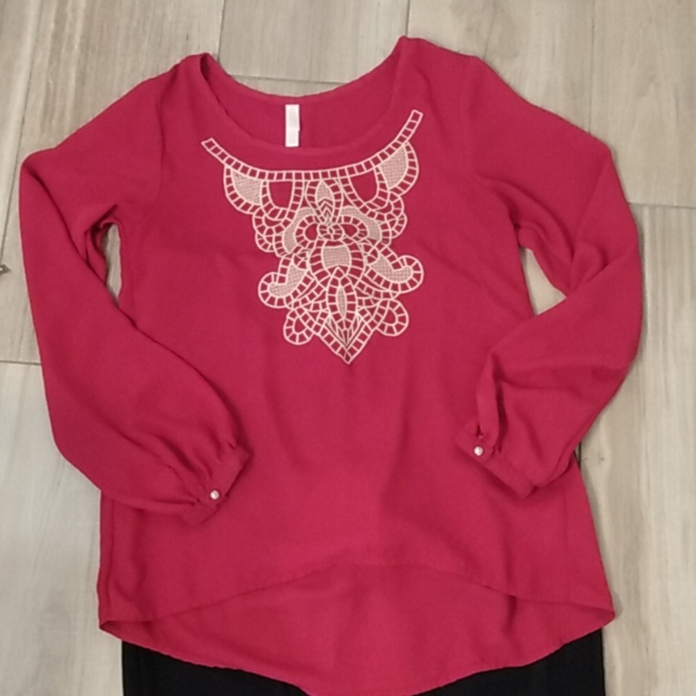 Exhilaration Red and Gold Blouse